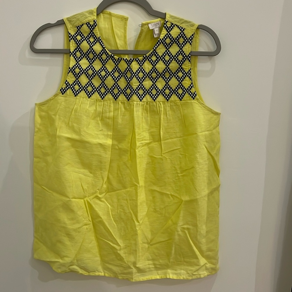 Jcrew cotton linen blend sleeveless yellow top 6